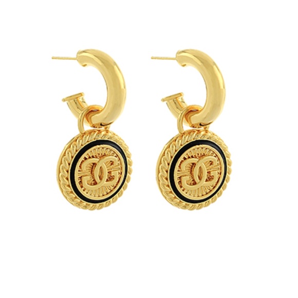 Initial Round Dangle Earrings